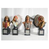 Four Chilmark Cold Painted Bronze Native Chiefs
