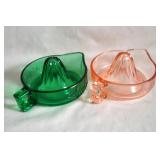 McKee Glass Sunkist Forest Green & Pink Reamers