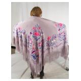 A Spanish Embroidered Silk Shawl