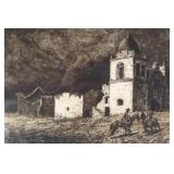 Edward Borein (1872-1945) - etching Mission Carmel