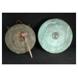 2 Japanese bronze and steel gongs