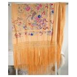 A Spanish Embroidered Silk Shawl