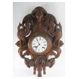 Wood carved clock w Ram