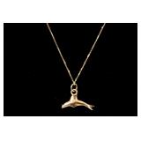 14kt Italian Gold thin chain with Dolphin