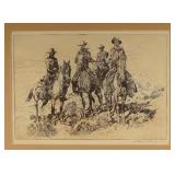 Edward Borein (1872-1945) etching "Ranhands"