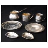 7 pcs Sterling cups, gravy, plate +++