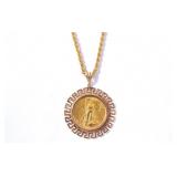 1927 St Gaudens $20 gold coin pendant & 14kt Bezel