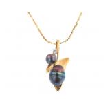 14kt Gold Tahitian pearl and diamond pendant