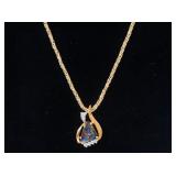 14kt Italian gold rope chain & Opal & Gold pendant