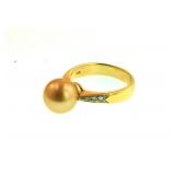 18kt yellow gold Champagne pearl ring w diamond