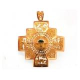 18kt Gold Inca Chakana Cross Pendant/brooch