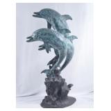 THREE Dolphin Bronze Sculpture