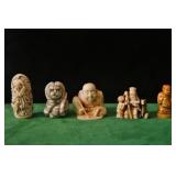 Collection of five Rare Antique Japanese Carvings