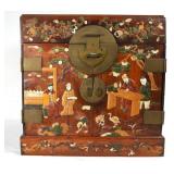 Chinese rosewood inlaid box w jade figures