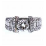 Platinum & 2.75ct Diamond ring with 1.18ct center