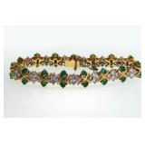 14kt Gold, Diamond & Emerald Articulating Bracelet