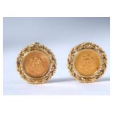 Pair 1945 - 2.5 pesos gold coin earrings