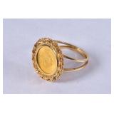 1945 Mexico Dos Peso Gold coin ring