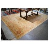 Modern Muhal woven wool rug with beige ground