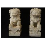 Pair Marble Chinese Foo Dogs