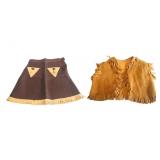Little Girls Western skirt & vest w beaded Horse