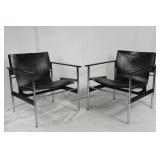 Charles Pollock chrome & leather Sling chairs