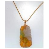 Multi-colored jade 14kt pendant 14kt Gold Chain
