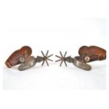 Antique Mexican leather silver mounted spurs
