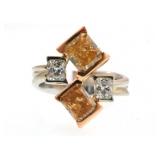 Rare Custom Colored 3.90 ctw Designer Diamond Ring