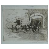 Edward Borein (1872-1945) etching "Hacienda Gate"