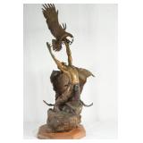 Native American bronze sculpture w Eagle