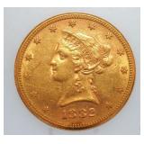 1882 $10 Unc.  Liberty Gold Coin "with motto"