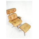 Ames style leather Modern chair and ottoman