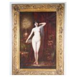 J. Bouche 19th c. Nude Oil on Canvas Painting