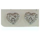 Pair white gold heart shape diamond earrings