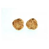 Pair yellow gold Rose shape earrings