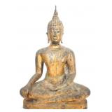 Gilded Bronze Seated Sukhothai Buddha