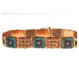 18kt Gold Persian Turq Sapphire & Diamond Bracelet