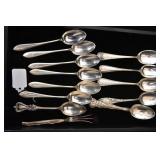 Antique Sterling spoons - 13  (6 matching)