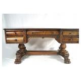 An antique Empire flame mahogany, partners desk