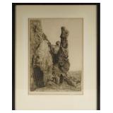Edward Borein (1872-1945) etching -Breakneck Trail