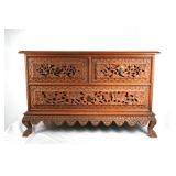 Highly Carved Indonesian 3 drawer chest