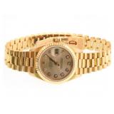 18kt Gold Ladies Rolex DateJust with diamonds