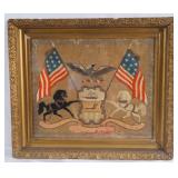 19th cent Patriotic Pennsylvania embroidery