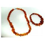 Amber bracelet  and matching  Necklace - 2 pcs