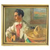 K. Fowler Mexican Man with Hat  O/C dated 1940