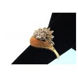 14kt y brushed gold w 8 small diamonds ring