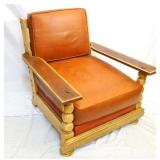 Monterey Style Lounge chair with  leather cushion