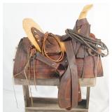 Antique Leather Vaquero saddle w horse hair reins