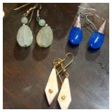 Three Pairs of Earrings - Jade bone etc.